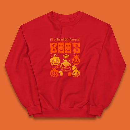 I'm Just Here For The Boos Halloween Funny Pumpkin Ghost Boos Jack-o-lantern Kids Jumper