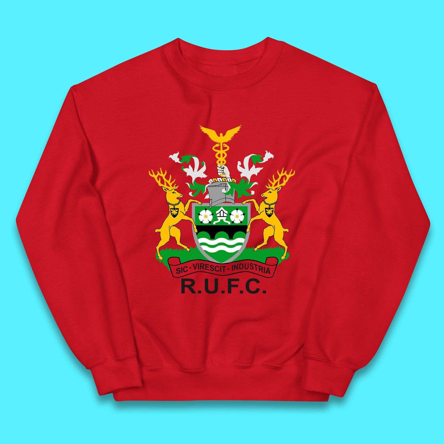 R.U.F.C. Coat Of Arms Rotherham SIC. VIRESCIT. INDUSTRIA Rotherham Metropolitan Borough Council Flags And Symbols Of Yorkshire Gift Kids Jumper