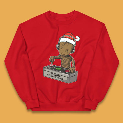 Baby Groot DJ Christmas Kids Jumper