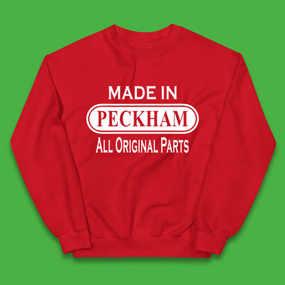 Made In Peckham All Original Parts Vintage Retro Birthday District In Southeast London, England Kids Jumper