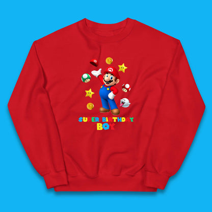 Super Birthday Boy Super Mario Game Series Mario Bros Super Mario Theme Birthday Party Kids Jumper