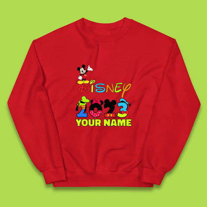 Personalised Disney 2023 Disney Club Your Name Mickey Mouse Minnie Mouse Donald Duck Pluto Goofy Cartoon Characters Disney Vacation Kids Jumper