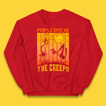 People Give Me The Creep Halloween Horror Scary Graveyards Full moon Flying Bats Kids Jumper