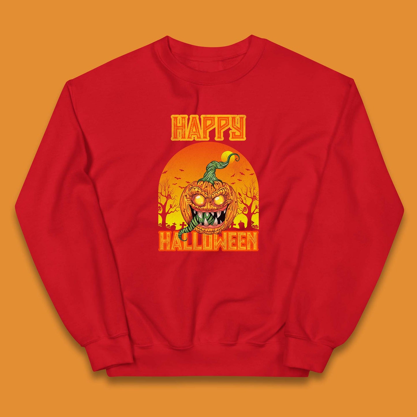 Happy Halloween Zombie Monster Pumpkin Jack-o-lantern Spooky Season Kids Jumper