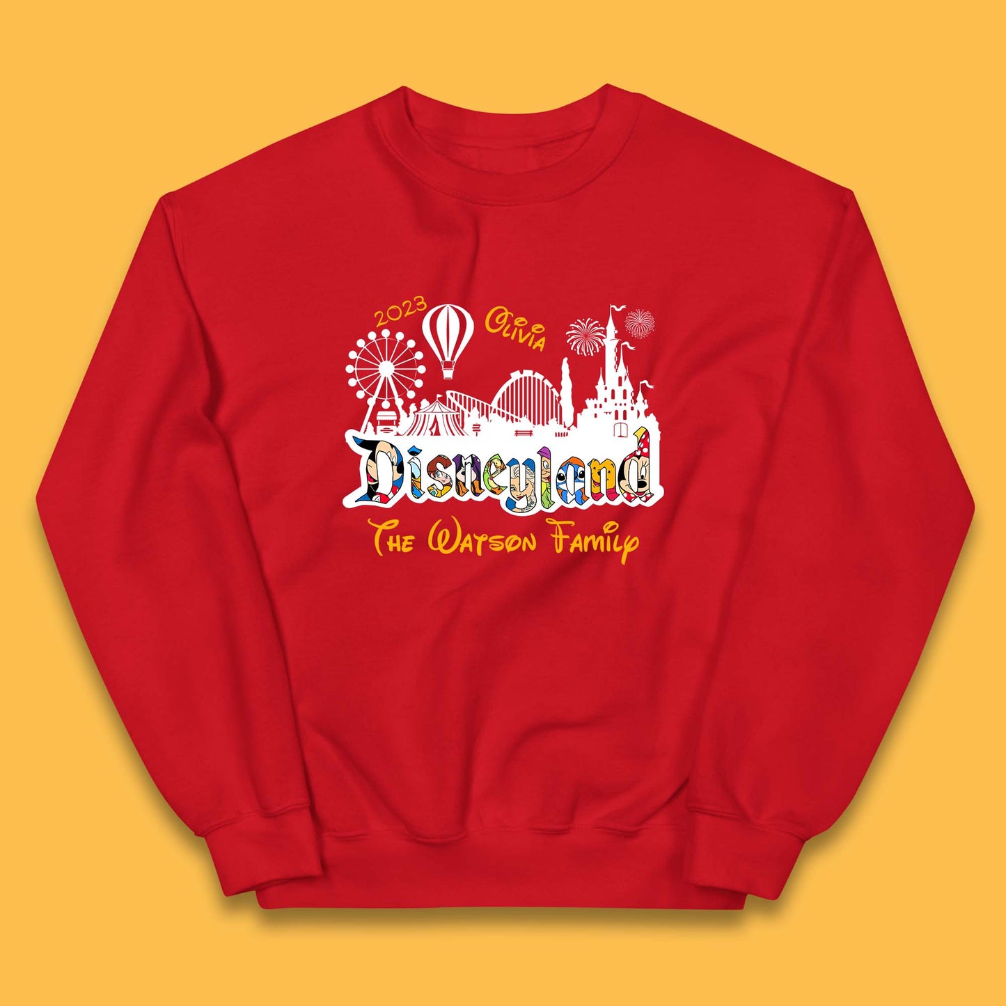 Personalised Disneyland Family Vacation Your Name Disneyland Castle Disneyworld Trip Kids Jumper