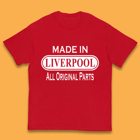 Made In Liverpool All Original Parts Vintage Retro Birthday City in North West, England Gift Kids T Shirt