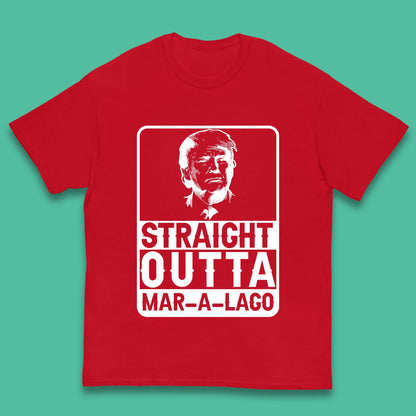 Donald Trump Straight Outta Mar-A-Lago USA Mugshot President Elections 2024 Kids T Shirt