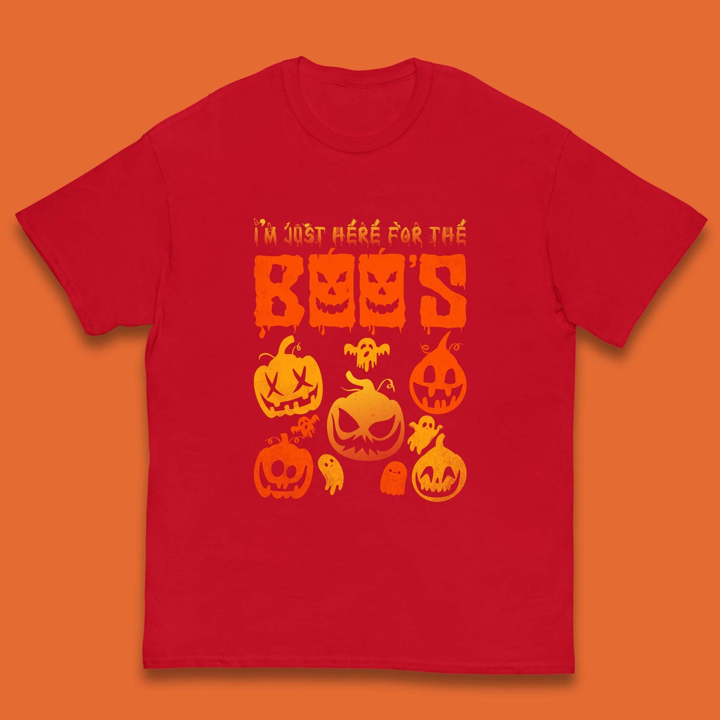 I'm Just Here For The Boos Halloween Funny Pumpkin Ghost Boos Jack-o-lantern Kids T Shirt