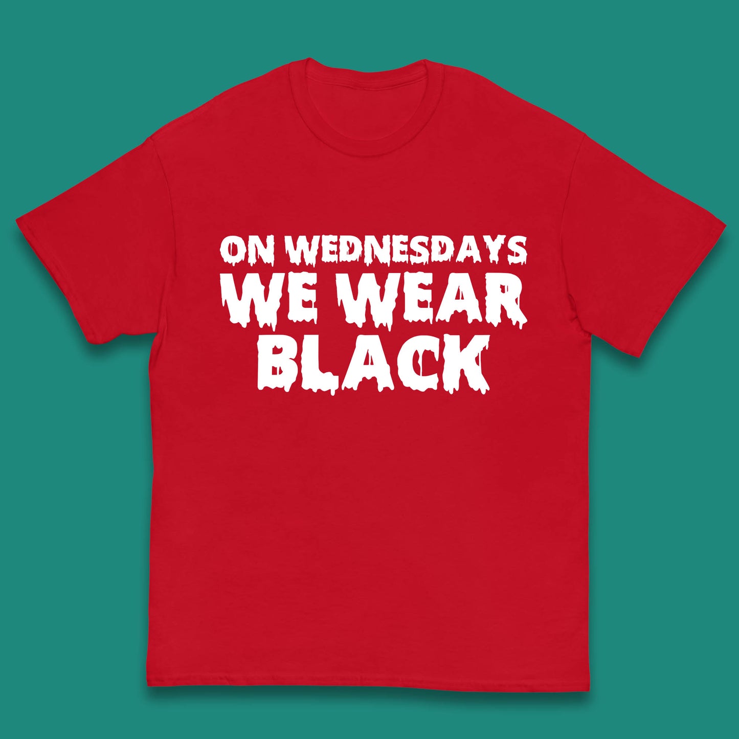 On Wednesday We Wear Black Halloween Wednesday Addams Horror Movie Trending Tv Series Kids T Shirt