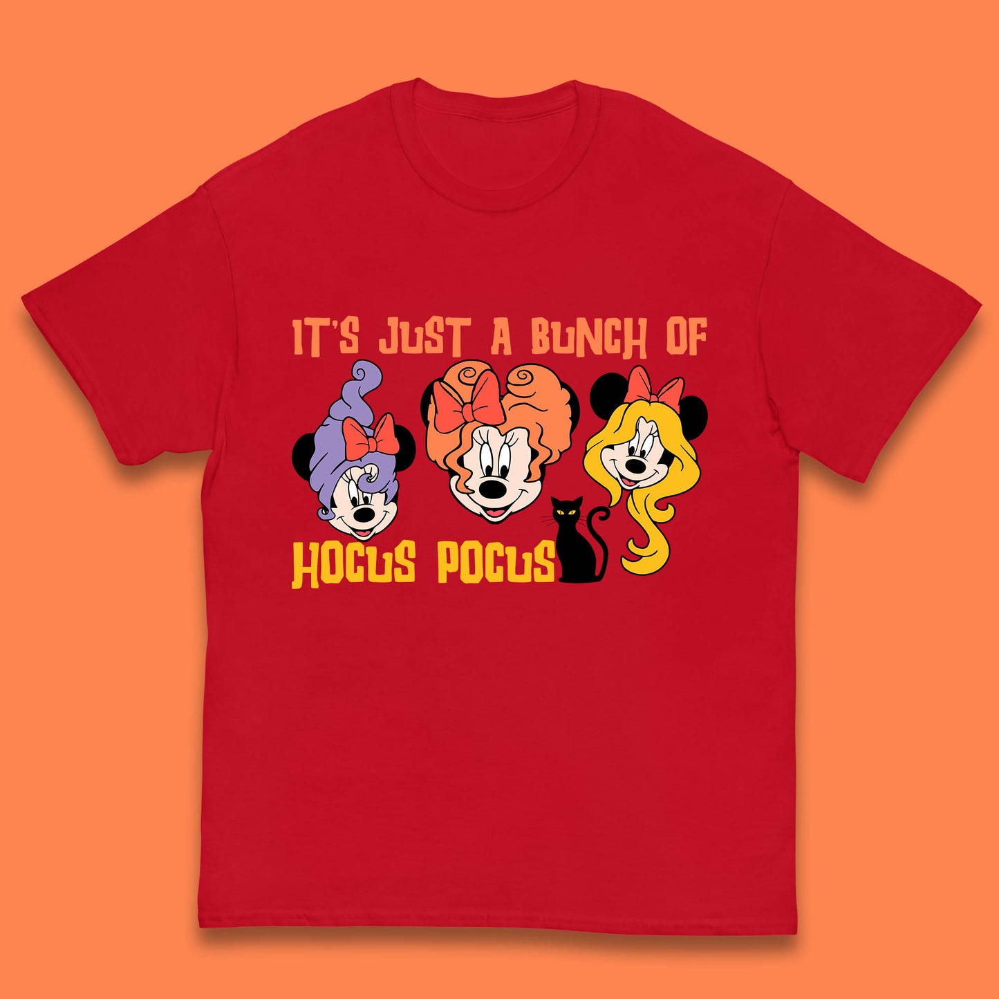 It's Just A Bunch Of Hocus Pocus Halloween Witches Minnie Mouse & Friends Disney Trip Kids T Shirt