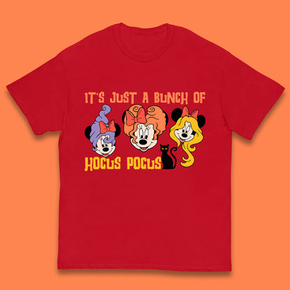 It's Just A Bunch Of Hocus Pocus Halloween Witches Minnie Mouse & Friends Disney Trip Kids T Shirt