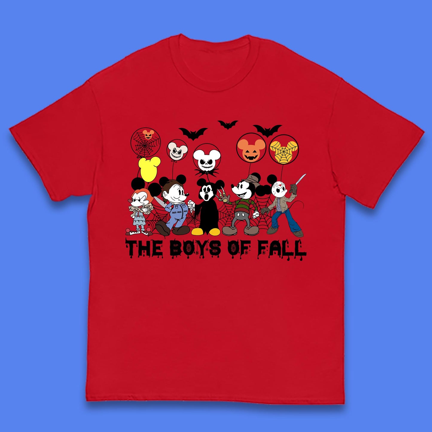 The Boys Of Fall Halloween Disney Mickey Mouse & Friends Horror Movie Characters Kids T Shirt