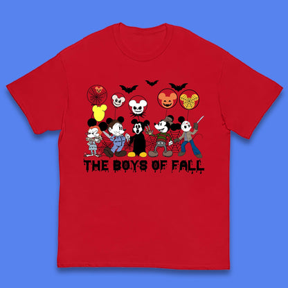 The Boys Of Fall Halloween Disney Mickey Mouse & Friends Horror Movie Characters Kids T Shirt