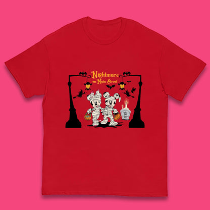 Nightmare On Main Street Disney Halloween Mickey Minnie Mouse Mummy Disneyland Trip Kids T Shirt