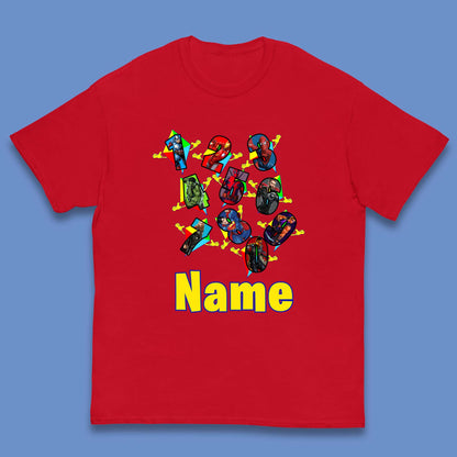 Personalised Number Day Superheroes Superheroes Kids T-Shirt