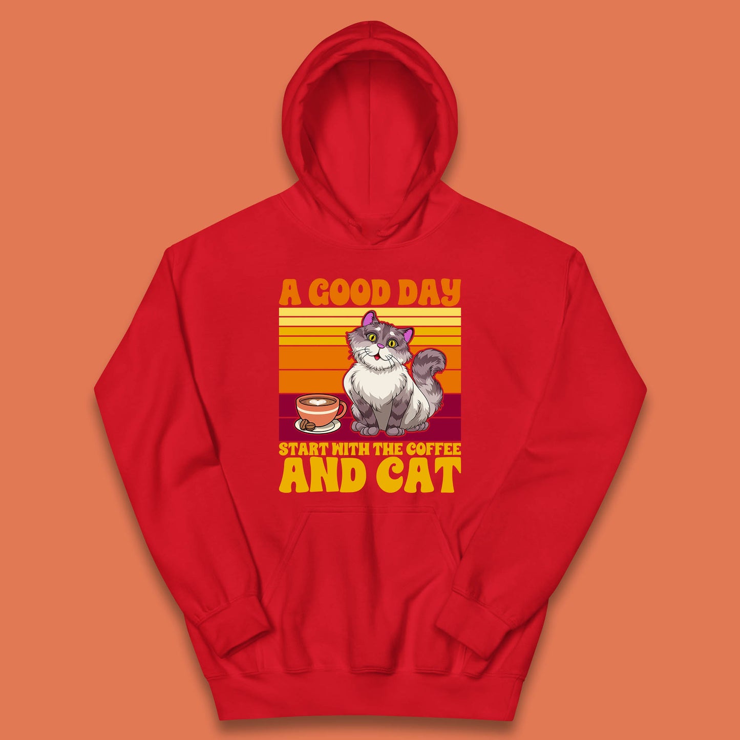 A Good Day Start With The Coffee And Cat Kids Hoodie