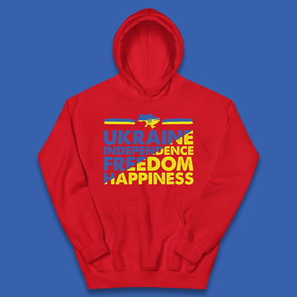 Ukraine Independence Freedom Happiness Proud Ukrainian Patriotic 24 August Independence Day Kids Hoodie