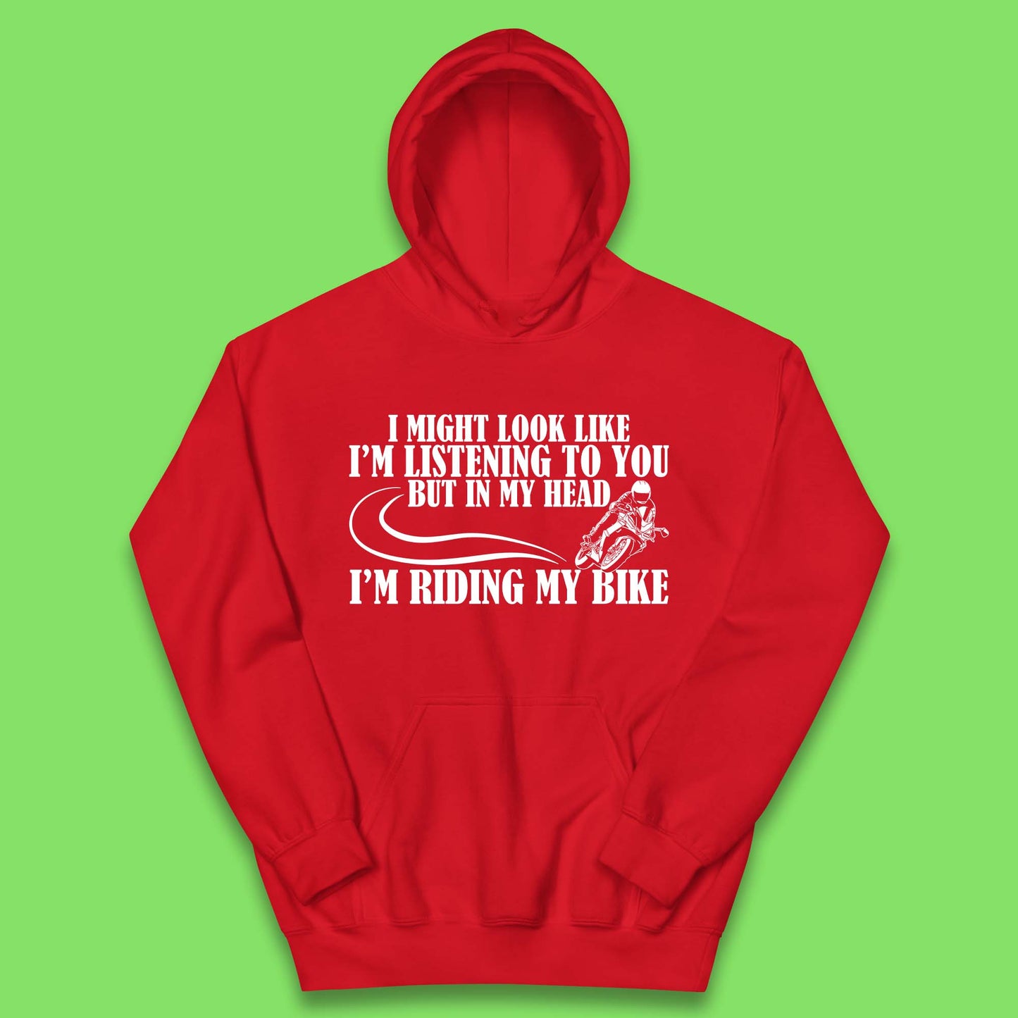 In My Head I'm Riding My Bike Kids Hoodie