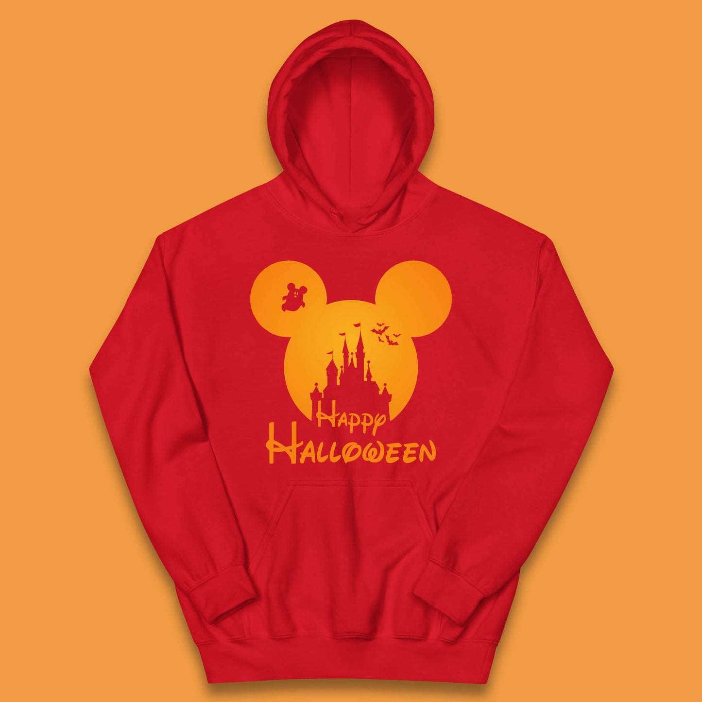 Happy Halloween Mickey Mouse Disney Castle Halloween Scary Boo Flying Bats Kids Hoodie