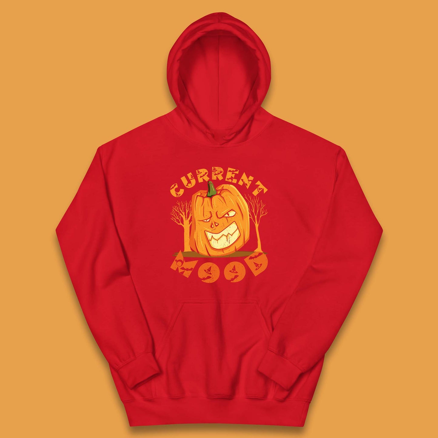 Current Mood Halloween Pumpkin Evil Scary Smile Horror Jack-o-Lantern Kids Hoodie