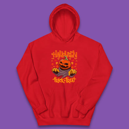 Halloween Trick Or Treat Pumpkin Character Halloween Scary Evil Pumpkin Kids Hoodie