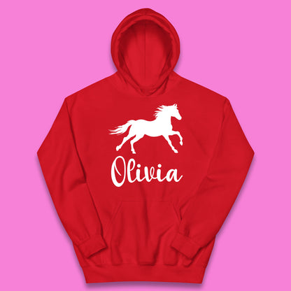 Personalised Running Unicorn Your Name Or Custom Text Horse & Pony Lover Magic Believer Kids Hoodie