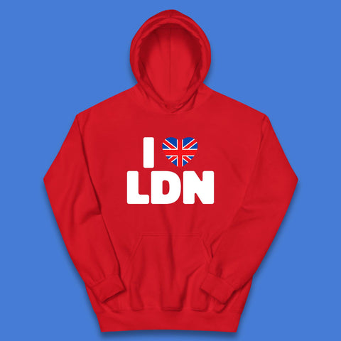 I Love LDN UK United Kingdom British England I Love London Kids Hoodie