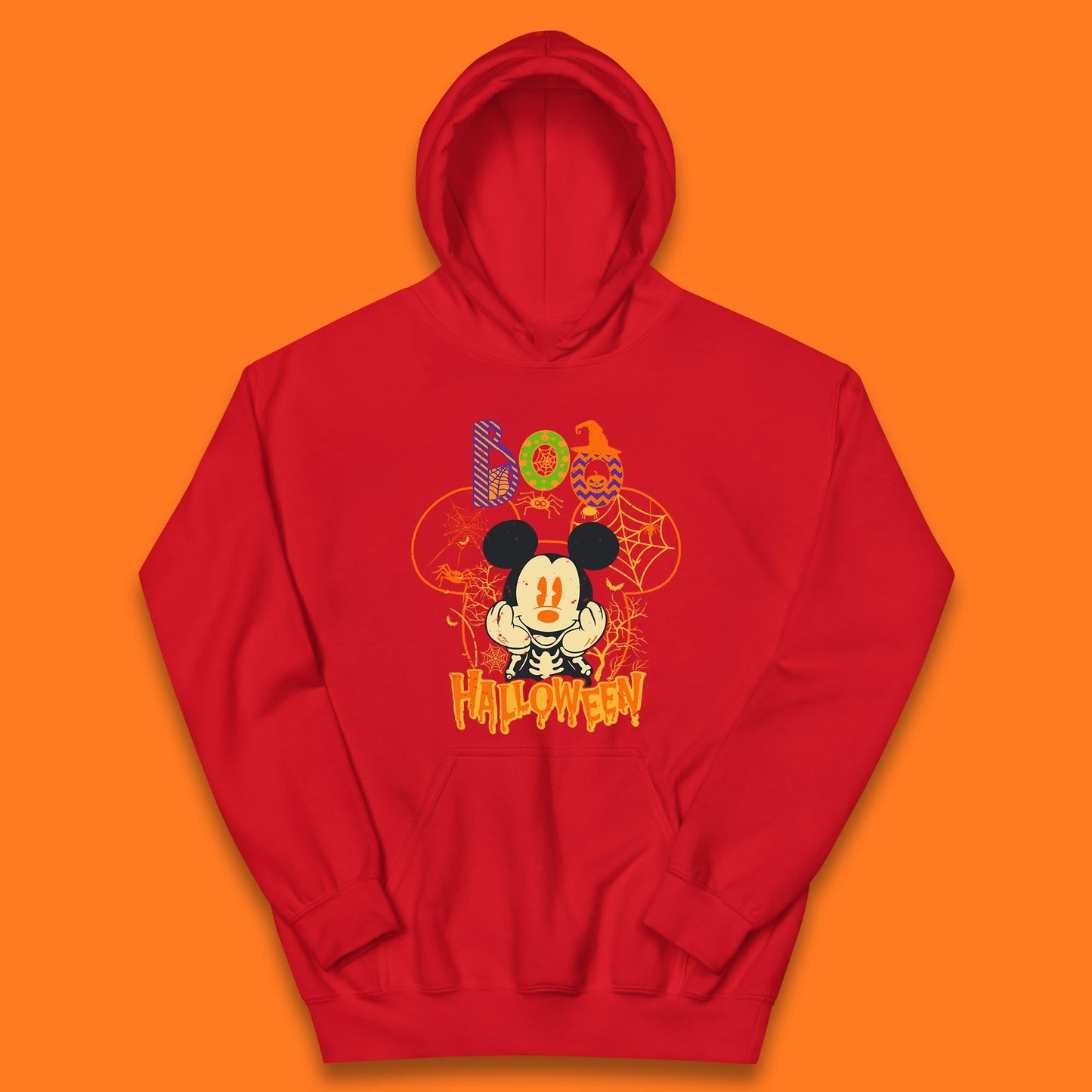 Boo Halloween Mickey Mouse Skeleton Horror Scary Disney Halloween Disneyland Trip Kids Hoodie