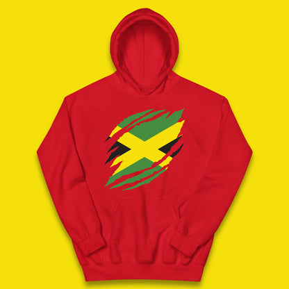 Distressed Jamaica Flag Jamaica Flag Caribbean Islander Sun Marley Kingston Jamaican Pride Patriotism Kids Hoodie