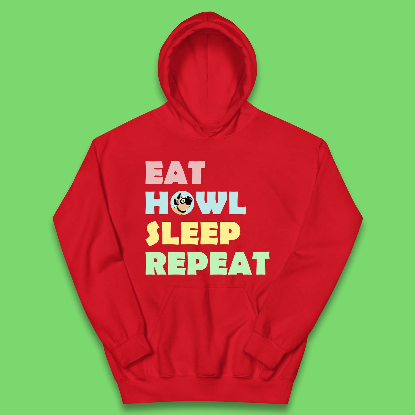 Eat Howl Sleep Repeat Funny Repeat Dogs Lover Dog's Sarcastic Ironic Quote Joke Kids Hoodie