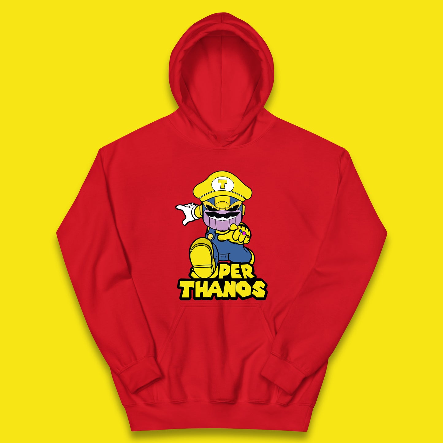 Super Thanos Marvel Infinity Gauntlet Super Mario Spoof Marvel Nintendo Game Series Wario Thanos Fictional Character Kids Hoodie