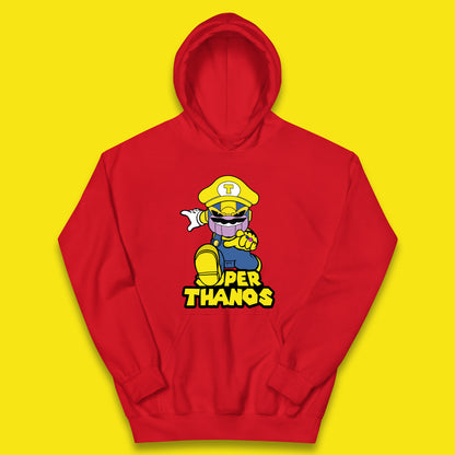 Super Thanos Marvel Infinity Gauntlet Super Mario Spoof Marvel Nintendo Game Series Wario Thanos Fictional Character Kids Hoodie