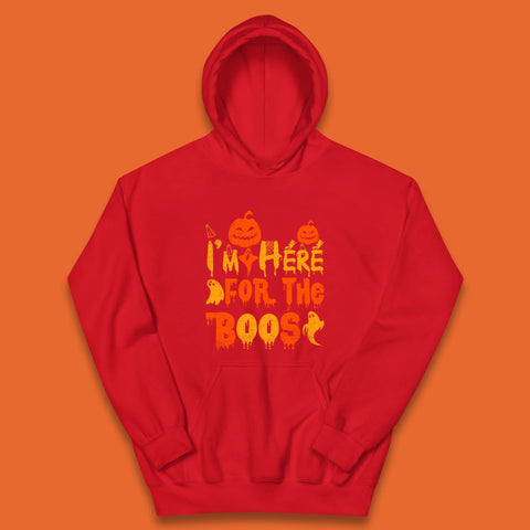 I'm Here For The Boos Halloween Pumpkin Ghost Horror Scary Kids Hoodie