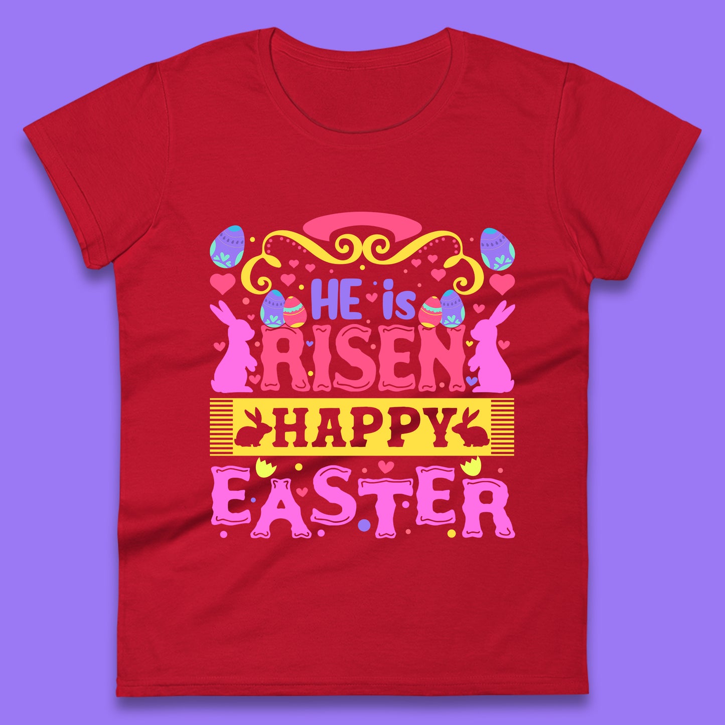 He Is Risen Happy Easter Womens T-Shirt