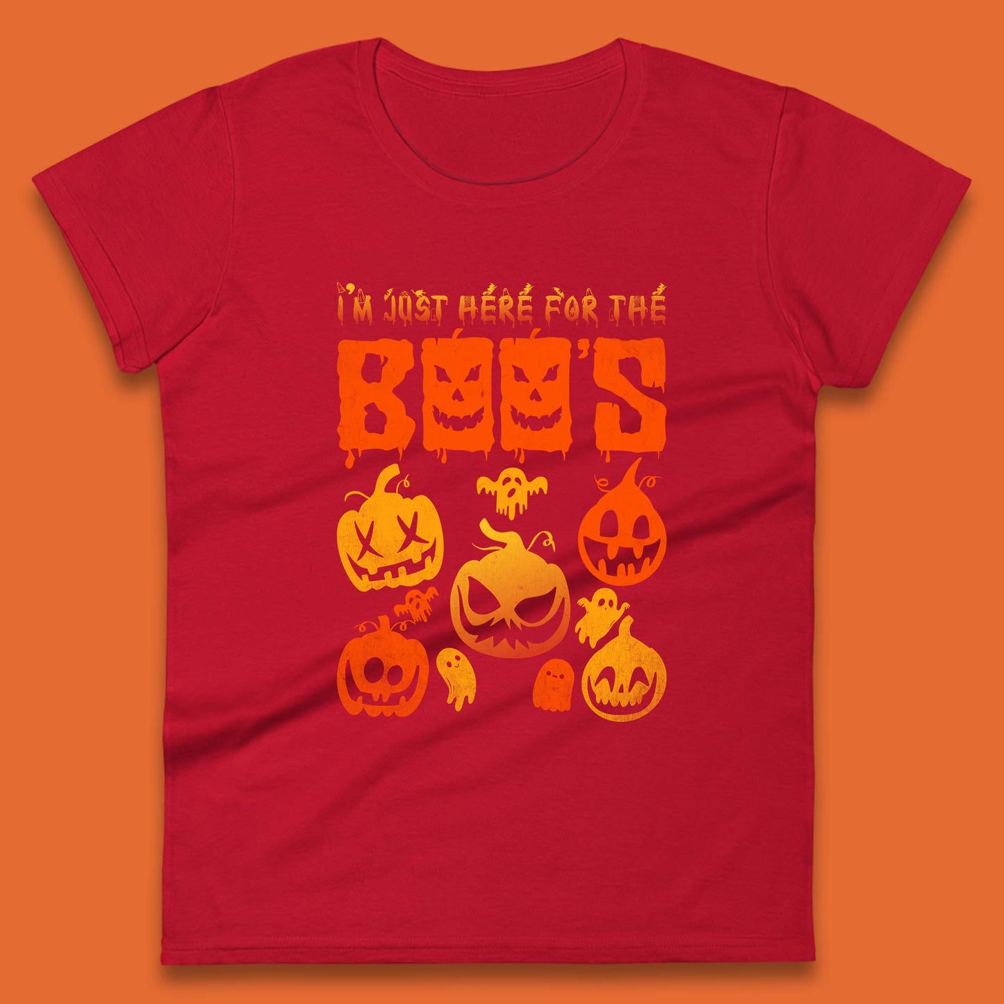 I'm Just Here For The Boos Halloween Funny Pumpkin Ghost Boos Jack-o-lantern Womens Tee Top