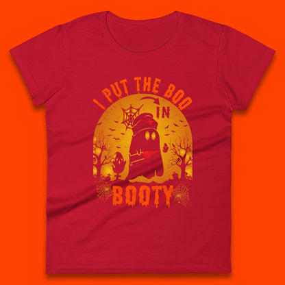 I Put The Boo In Booty Nurse Ghost Syringe Funny Halloween Nursing Boo Ghost Costume Womens Tee Top