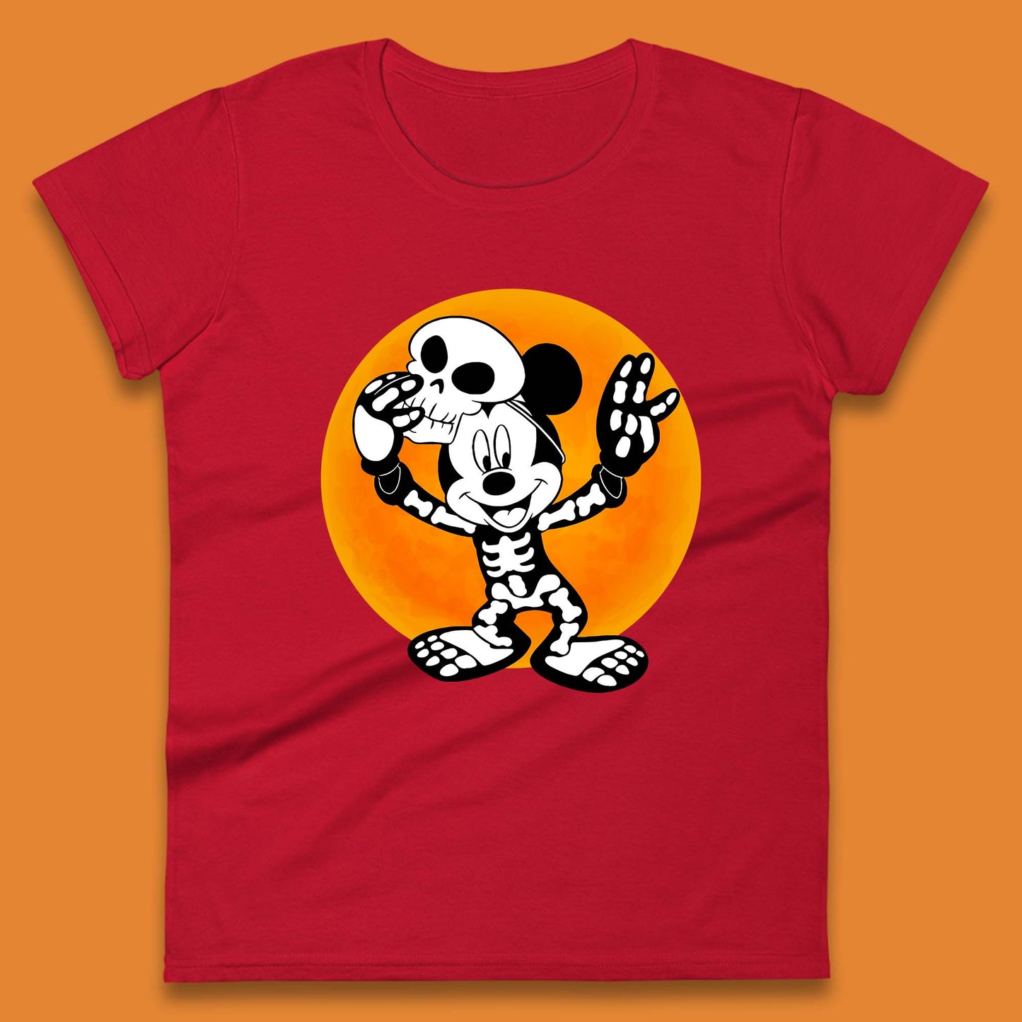 Disney Halloween Mickey Mouse Skelton Costume Disney World Horror Scary Disneyland Trip Womens Tee Top