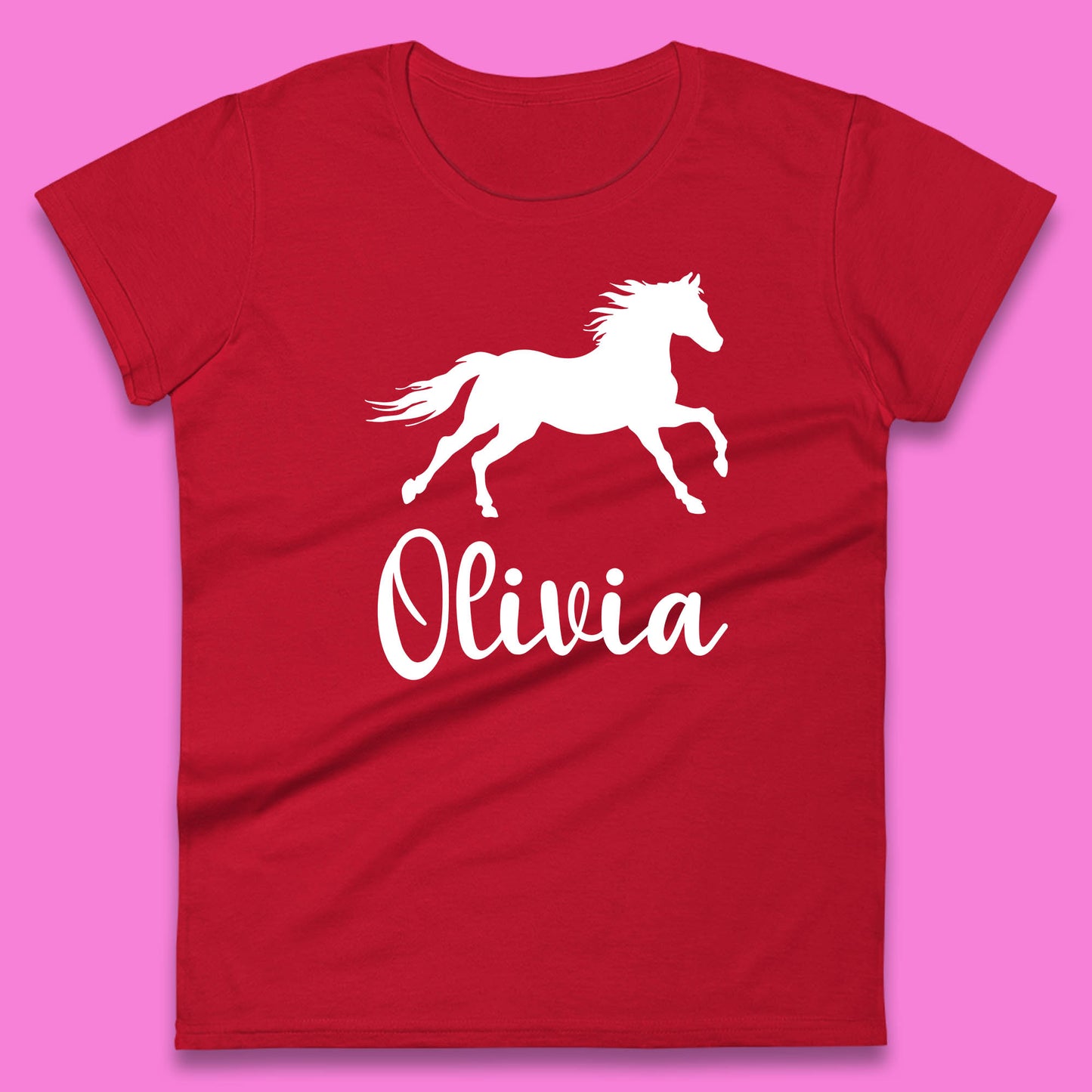 Personalised Running Unicorn Your Name Or Custom Text Horse & Pony Lover Magic Believer Womens Tee Top