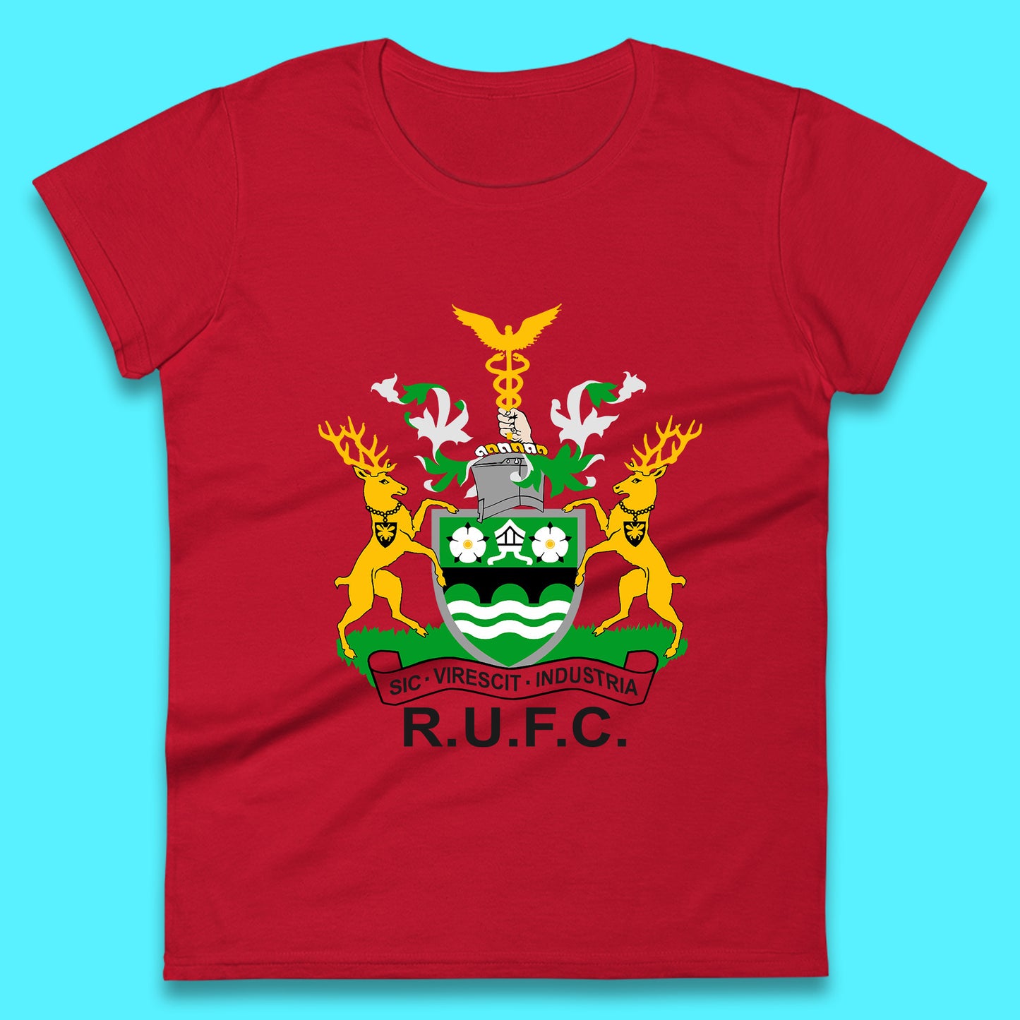 R.U.F.C. Coat Of Arms Rotherham SIC. VIRESCIT. INDUSTRIA Rotherham Metropolitan Borough Council Flags And Symbols Of Yorkshire Gift Womens Tee Top