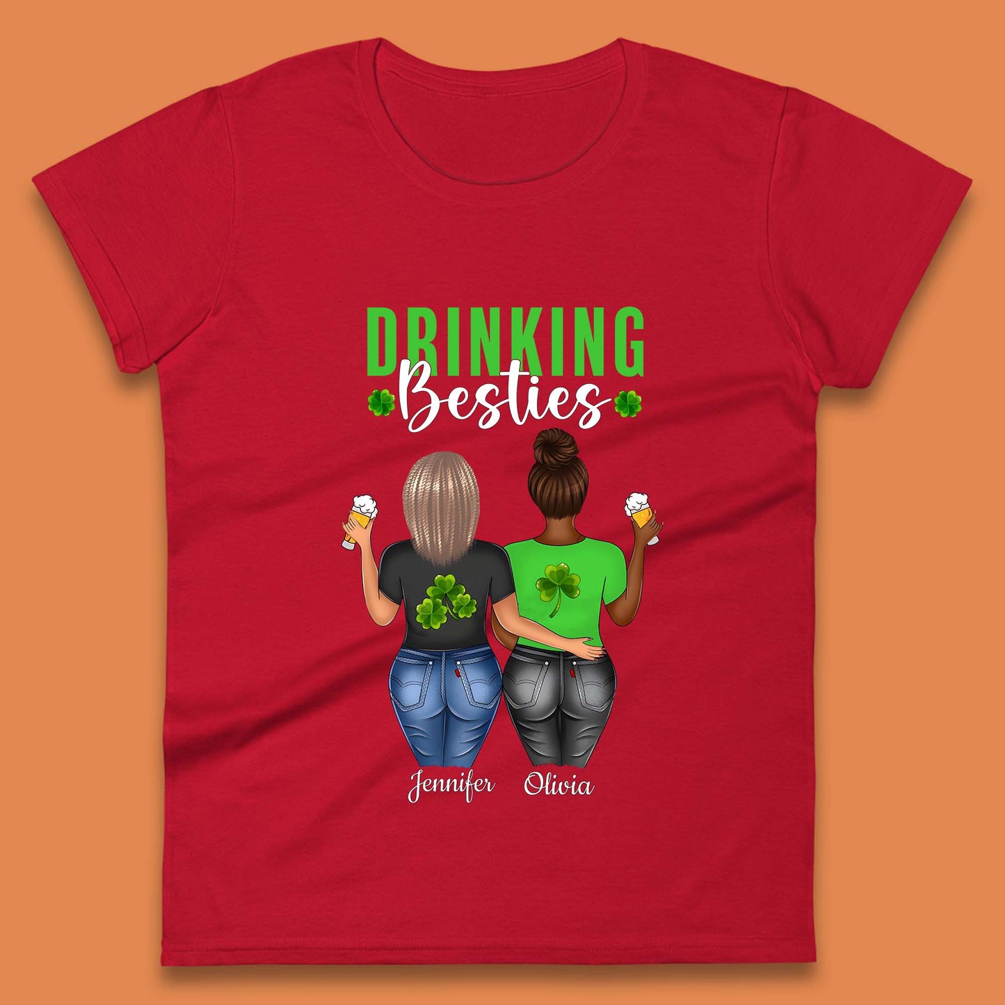 Personalised Drinking Besties Womens T-Shirt