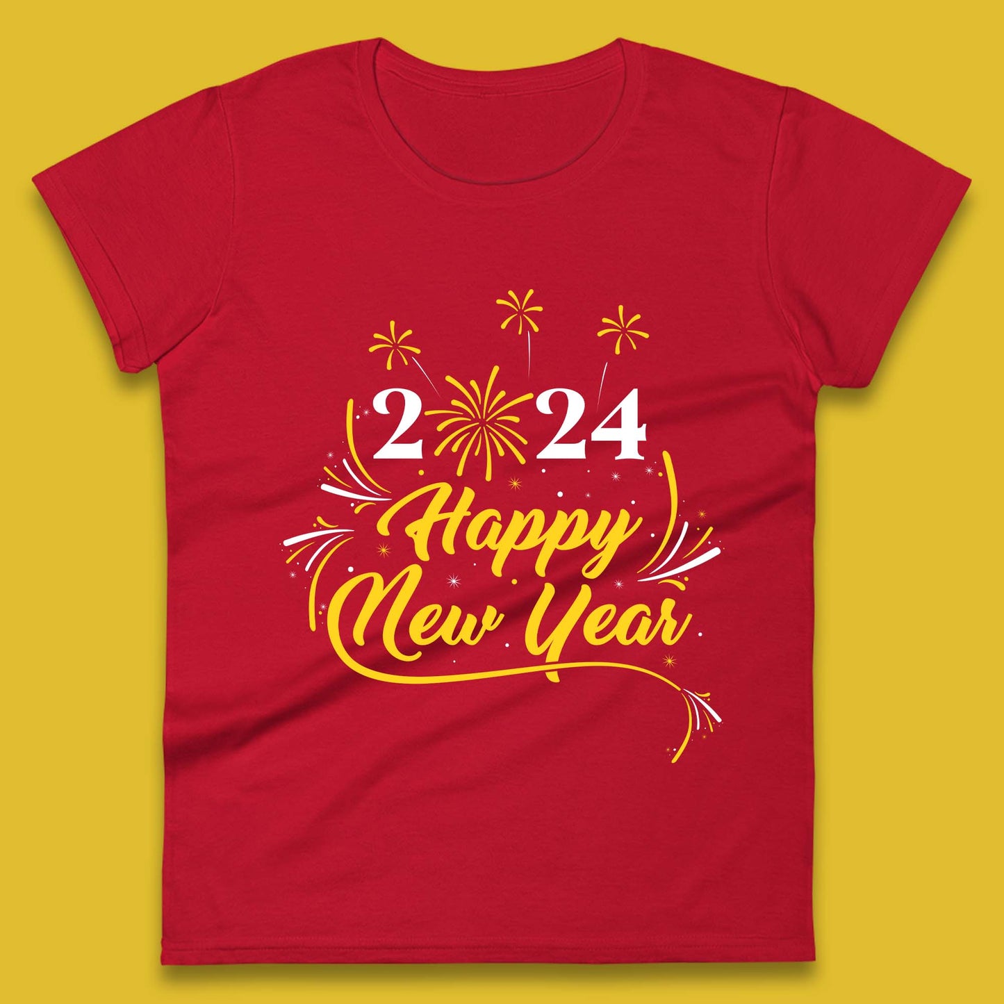 2024 Happy New Year Fireworks Womens T-Shirt