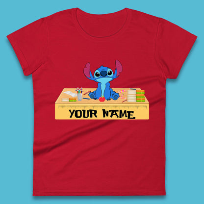 Personalised Disney Stitch Welcome Back To School Your Name Lilo & Stitch School First Day Of School Womens Tee Top