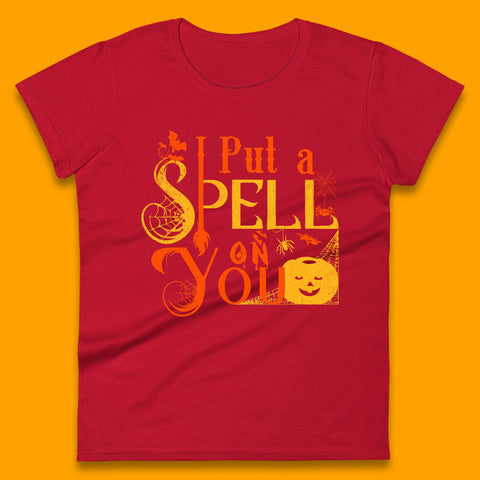 I Put a Spell on You Witch Broom Horror Spooky Scary Halloween Costume Womens Tee Top