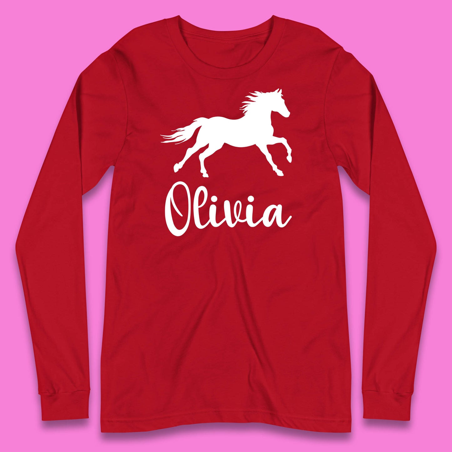 Personalised Running Unicorn Your Name Or Custom Text Horse & Pony Lover Magic Believer Long Sleeve T Shirt