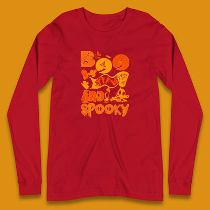 Boo Tiful and Spooky Halloween Horror Scary Boo Ghost Spooky Season Long Sleeve T Shirt