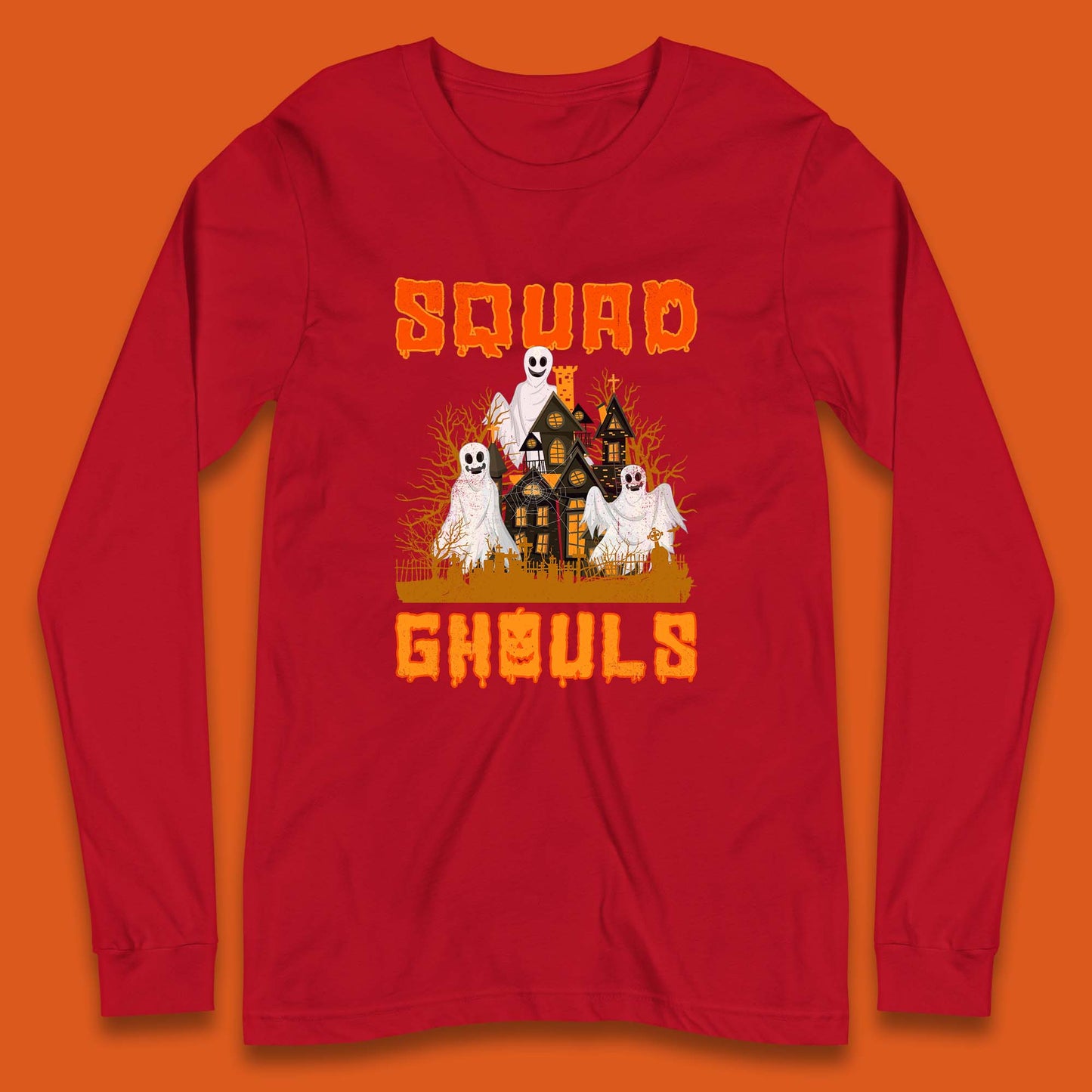 Squad Ghouls Halloween Boo Ghost Horror Scary Haunted House Long Sleeve T Shirt