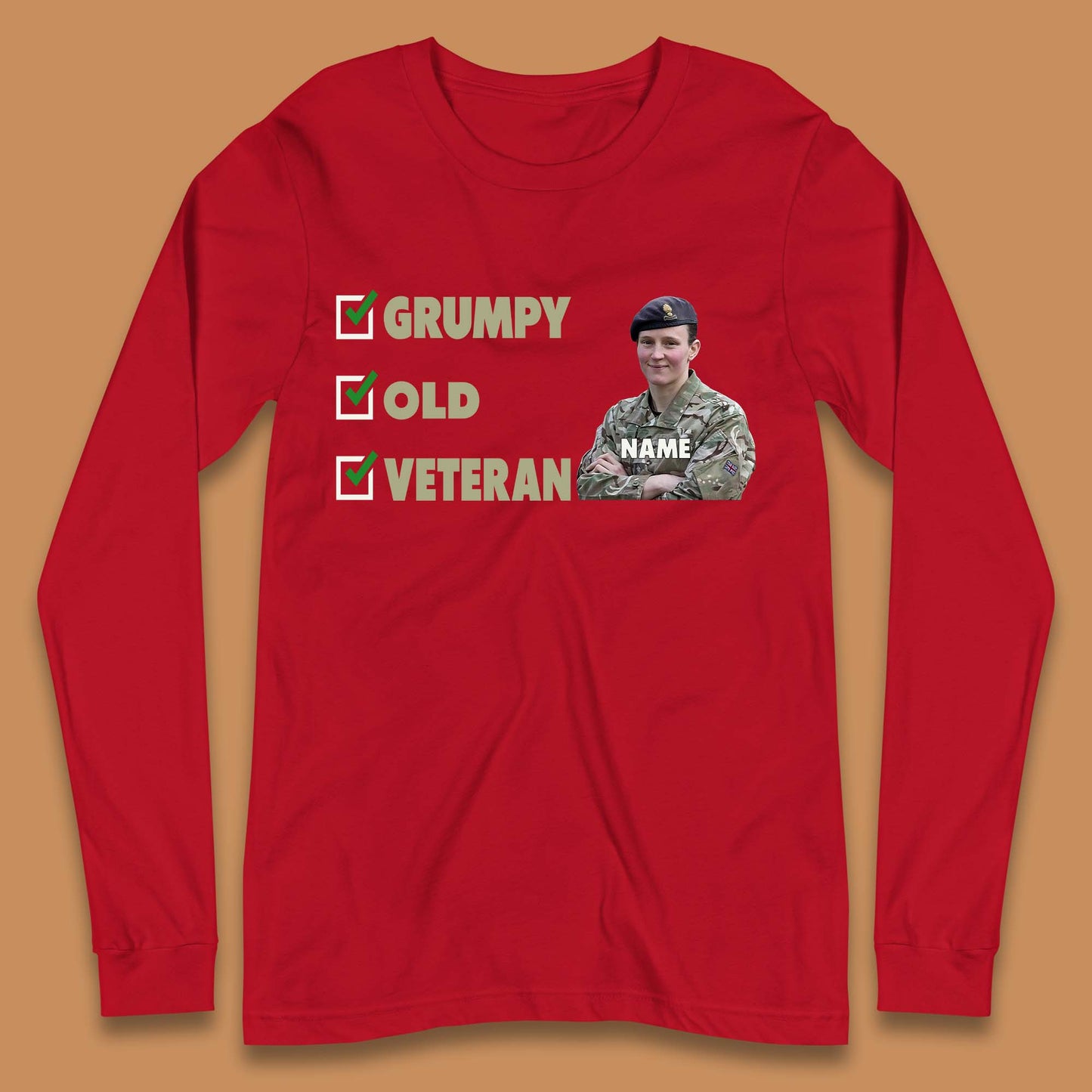 Personalised Grumpy Old Veteran Long Sleeve T-Shirt