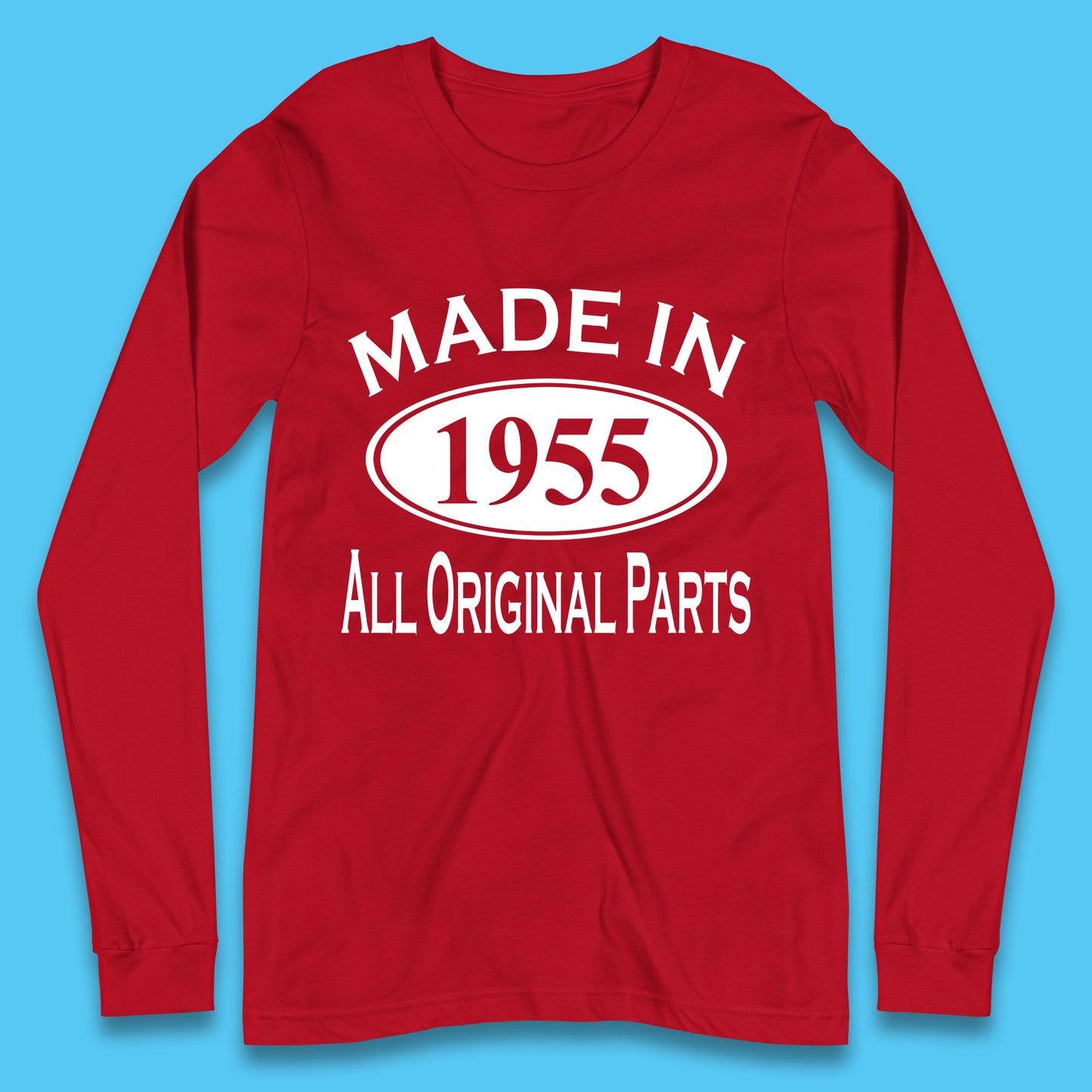 Made In 1955 All Original Parts Vintage Retro 68th Birthday Funny 68 Years Old Birthday Gift Long Sleeve T Shirt