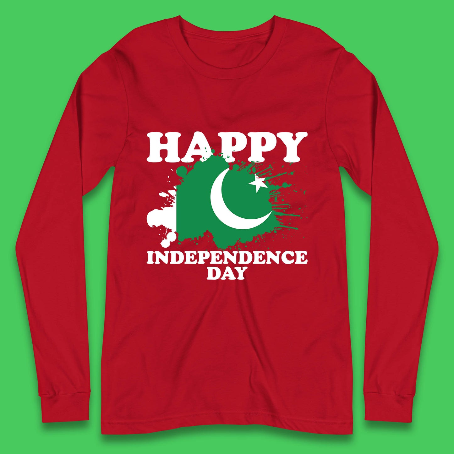 Happy Independence Day Pakistan 14th August Patriotic Pakistani Flag Long Sleeve T Shirt