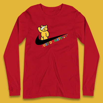 Just Donate Spotty Pudsey Bear Children In Need Fundraising Pudsey Bear Long Sleeve T Shirt